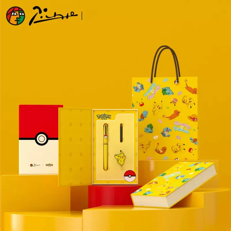 

Pimio PS-937 Pokemon EF Nib Fountain Pen Set Gift Box Pikachu Badge Kawaii Supplies School Office Stationery Black Ink Cartridge