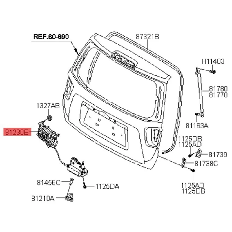 

812302J000 Car Rear Cover Lock Latch Actuator For Kia Mohave Borrego 08-12 Trunk Rear Door Lock Tail Gate Latch Lock