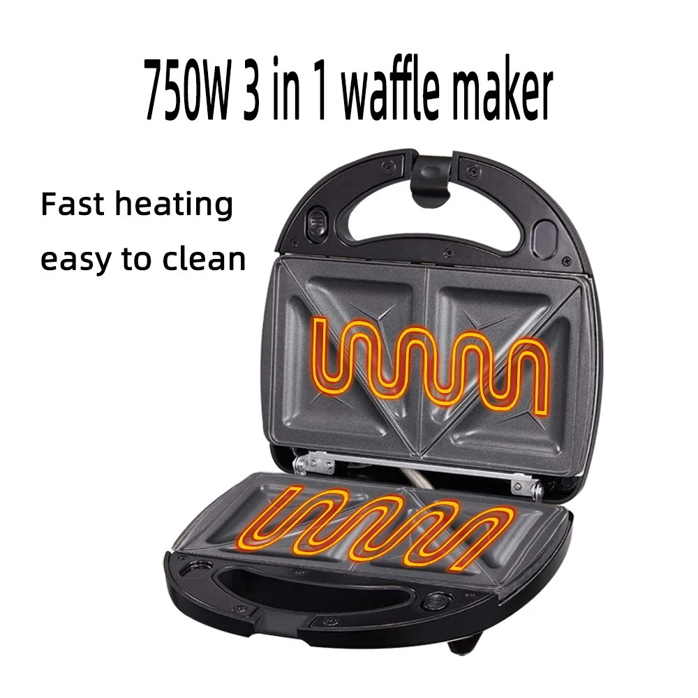 Пресс для сэндвичей 3 в 1 машина вафель и стейков тостер 750 Вт с съемными