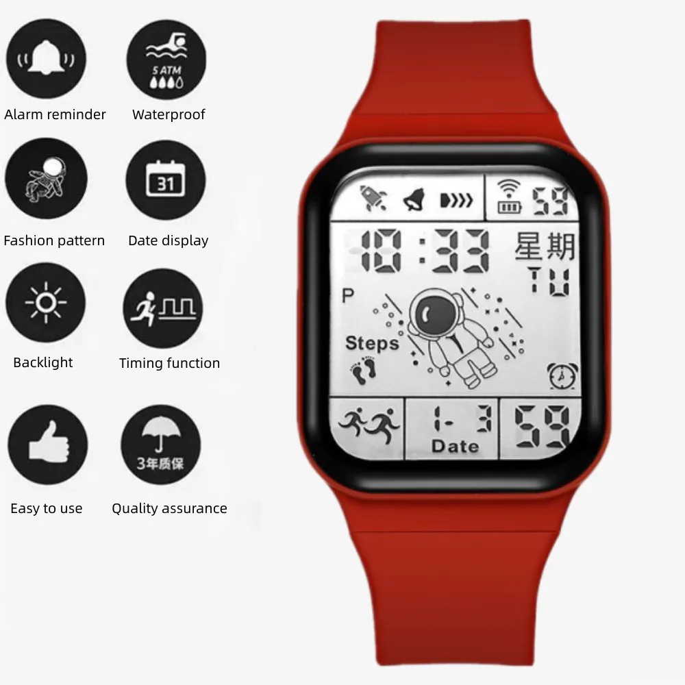 Men Women Multifunctional Smart Watch Waterproof Date Clock Stopwatch Electronic Watches Big Dial Digital Girl Boy Student watch