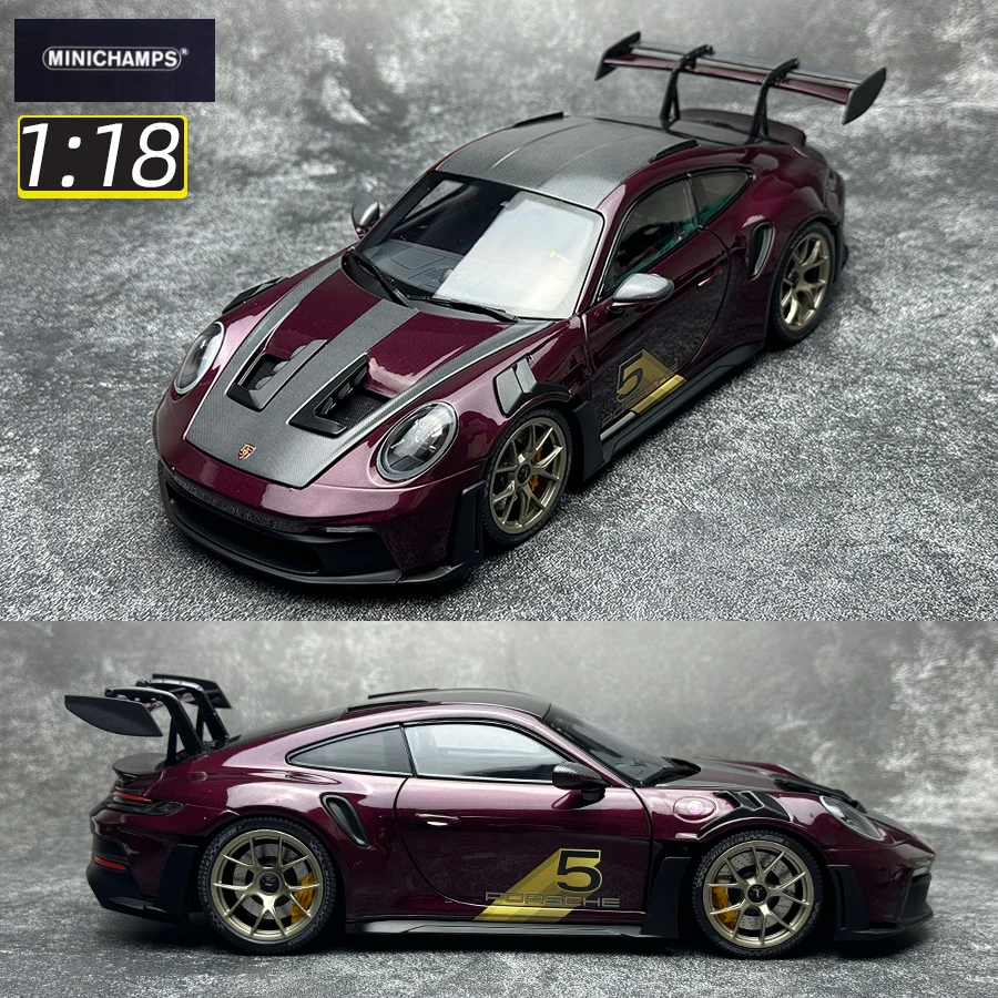 Мини-лампы масштаб 1:18 новый PORSCHE 911(992) GT3 RS 2024 модель автомобиля металлическая