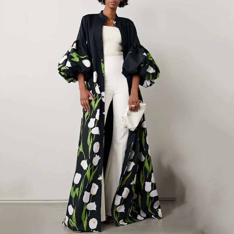 Beautyblue элегантный плащ с цветочным принтом платье на пуговицах повседневное