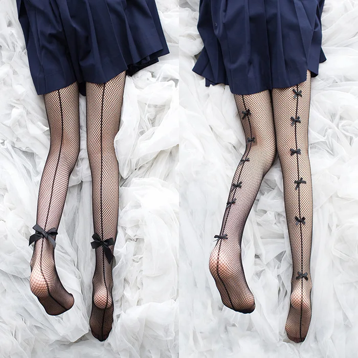 

Lolita Style Sexy Women Sexy Tights Japanese Kawaii Cute Bowknot Stockings Summer Nylon Mesh Fishnet Vintage Nightclub Pantyhose