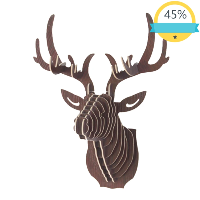 

3D Wooden DIY Animal Deer Head Art Model Home Office Wall Hanging Decoration Storage Holders Racks Gift showpiece Decor