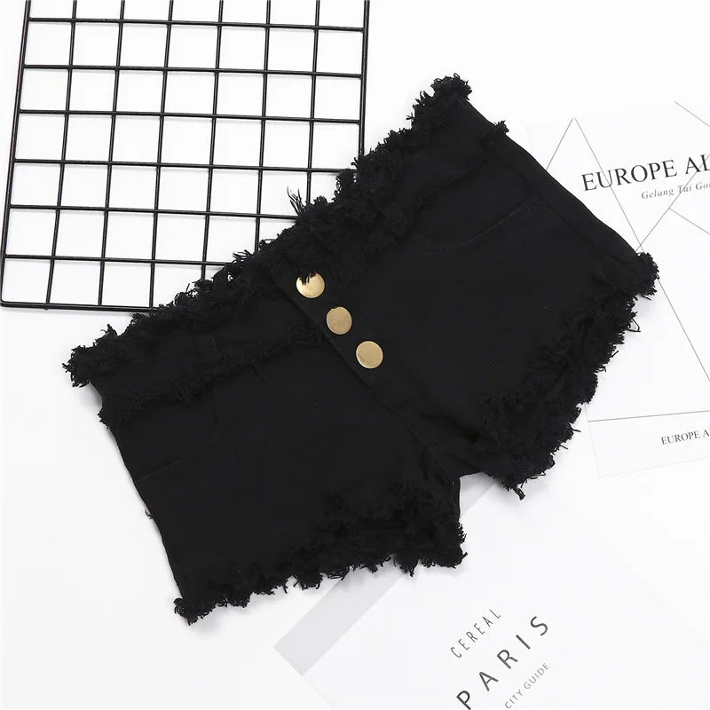 High Elastic Cotton Tight Slim Low Waist Shorts Wool Fringe Wash Sexy Polo Dance Nightclub Women's Micro Shorts