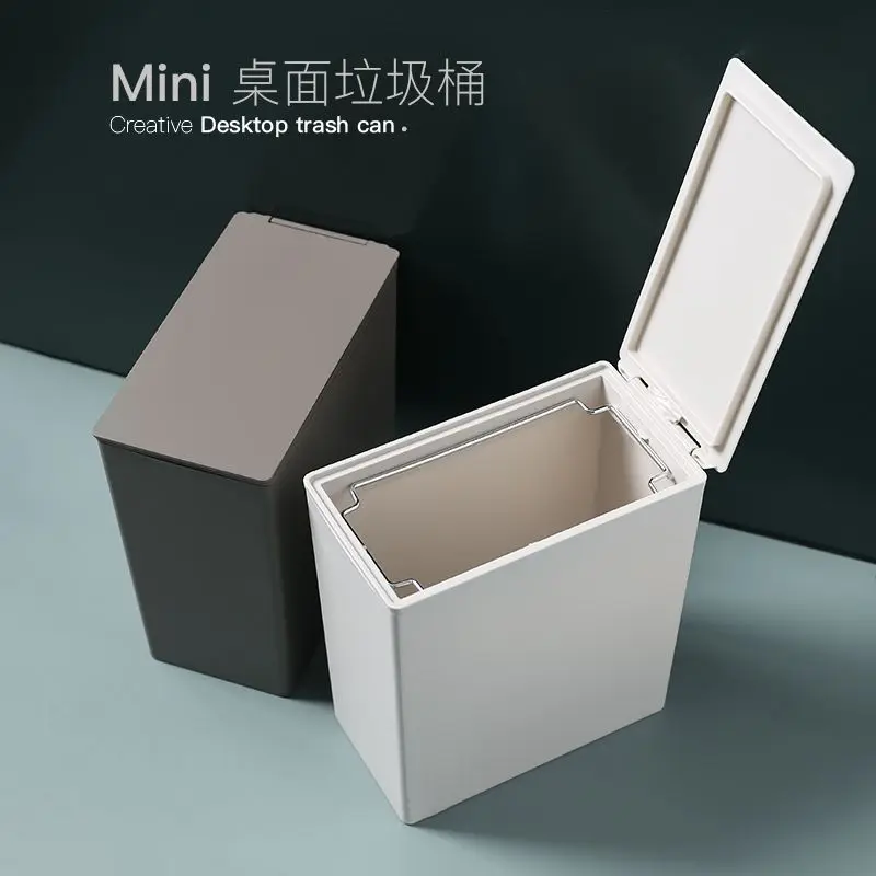 

Creative Desktop Trash Can Small Nordic Mini Living Room Office With Lid 4LGarbage Storage Bucket Household Organize Accessories