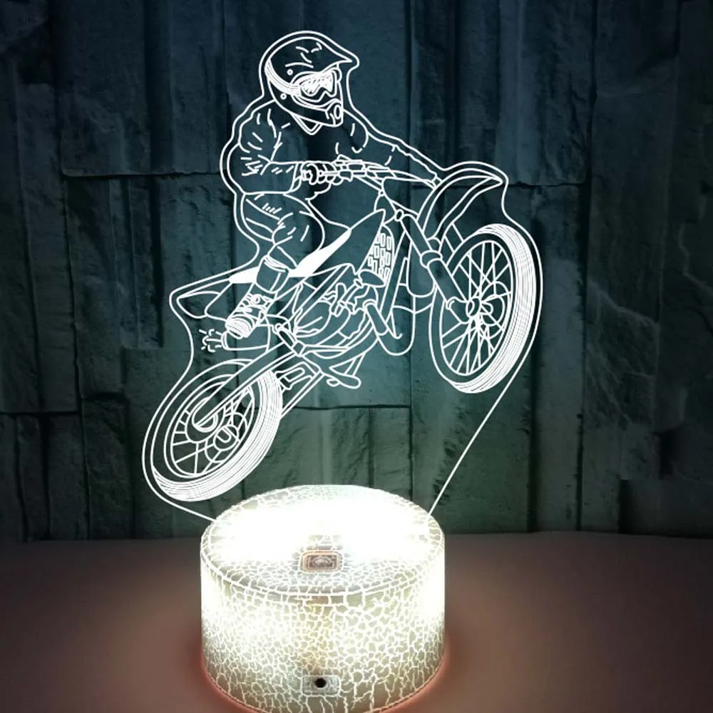 

Motorcycle Racing 3D Lamp Acrylic USB LED Night Lights Neon Sign Lamp Xmas Christmas Decorations for Home Bedroom Birthday Gifts