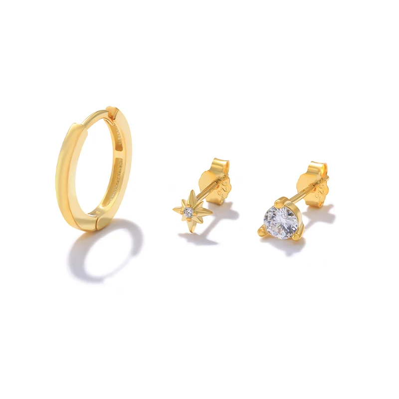 

CANNER 925 Sterling Silver Zircon Piercing Stud Earring for Women Handmade Unique 6-piece Earrings Set Party Jewelry pendientes