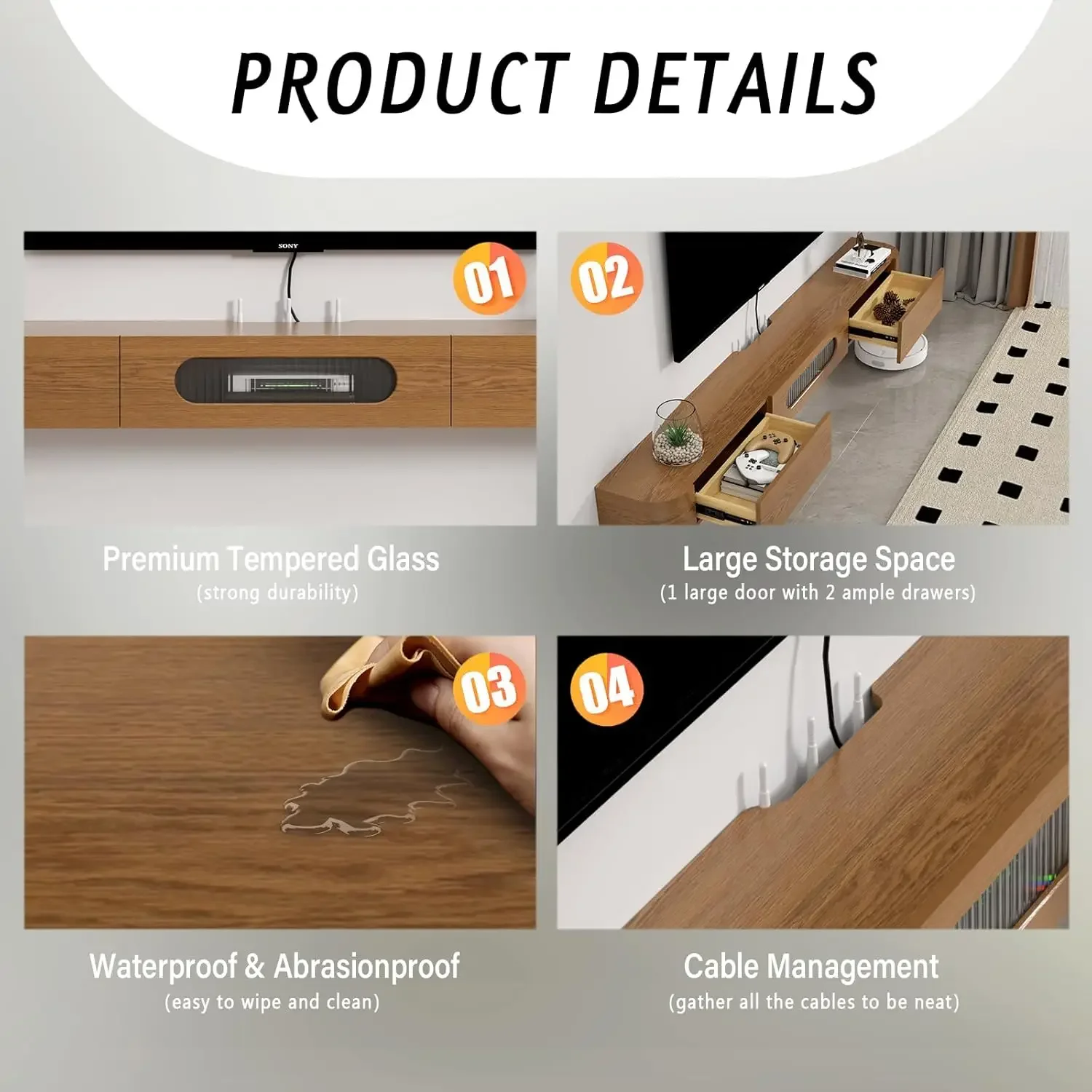 Плавающая Подставка для телевизора 63 дюйма деревянный настенный шкаф плавающие