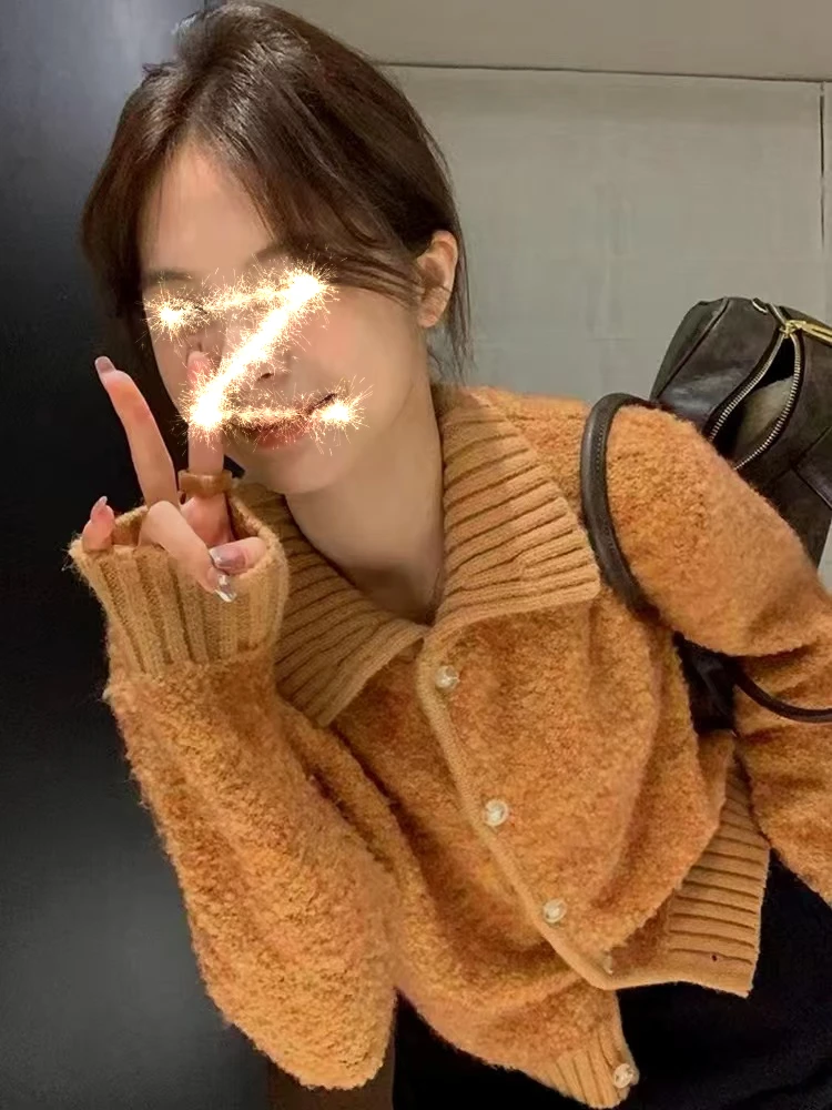 Высококачественный мягкий клейкий вязаный кардиган для женщин осень и зима 2024