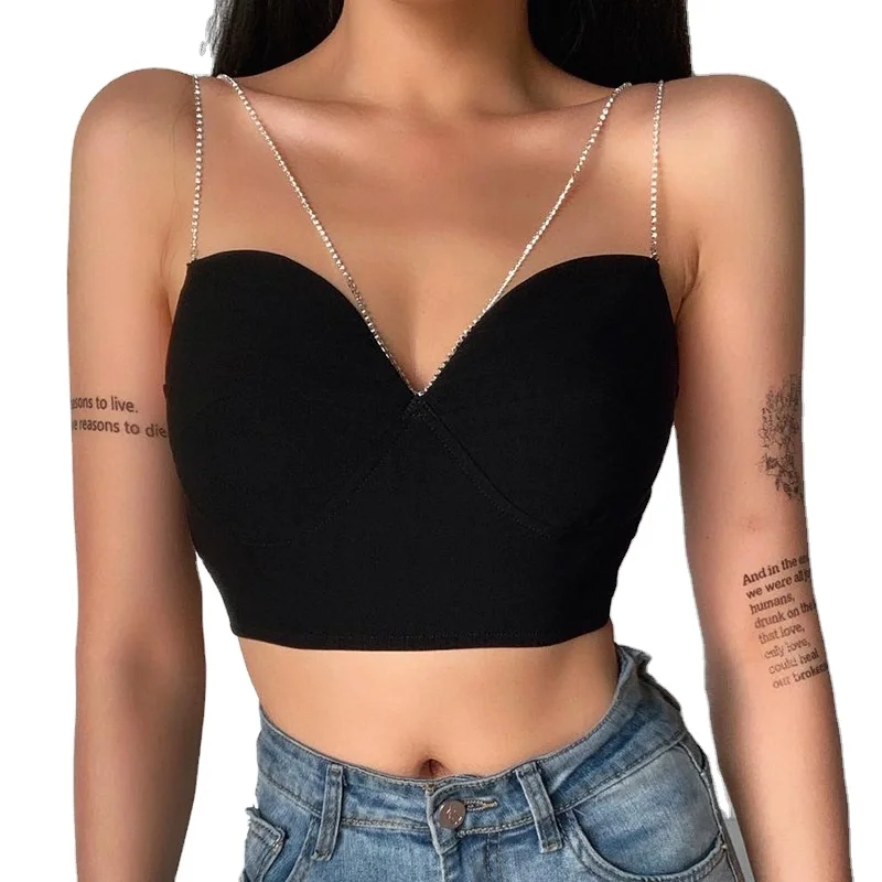 

Flash Drill Chain Sling Female Fashion Sexy Lady Wind Shaping Temperament Bottom Wrapped Chest Jacket