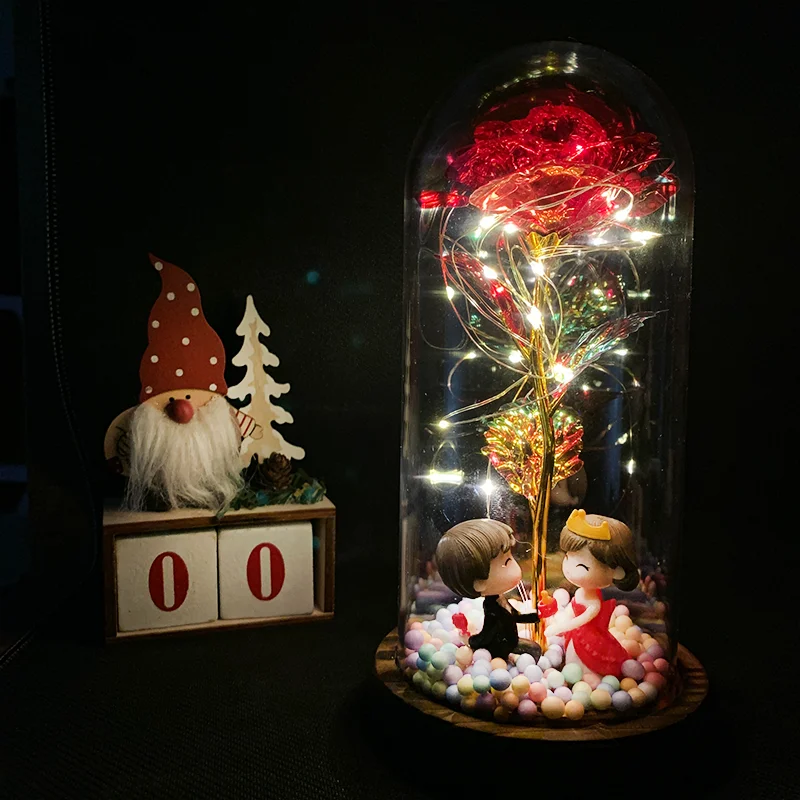 Креативный подарок на день Святого Валентина покрытая фольгой 24 К розовая