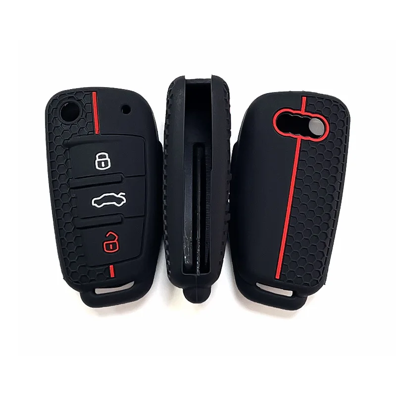 Фото Для Audi A4 B7 A6 C5 C6 A1 A3 8P TT Q3 Q2 Q7 TTS R8 S3 S6 RS3 RS6 Аксессуары Силиконовые колпачки для автомобильных ключей Чехол Брелок-брелок №3