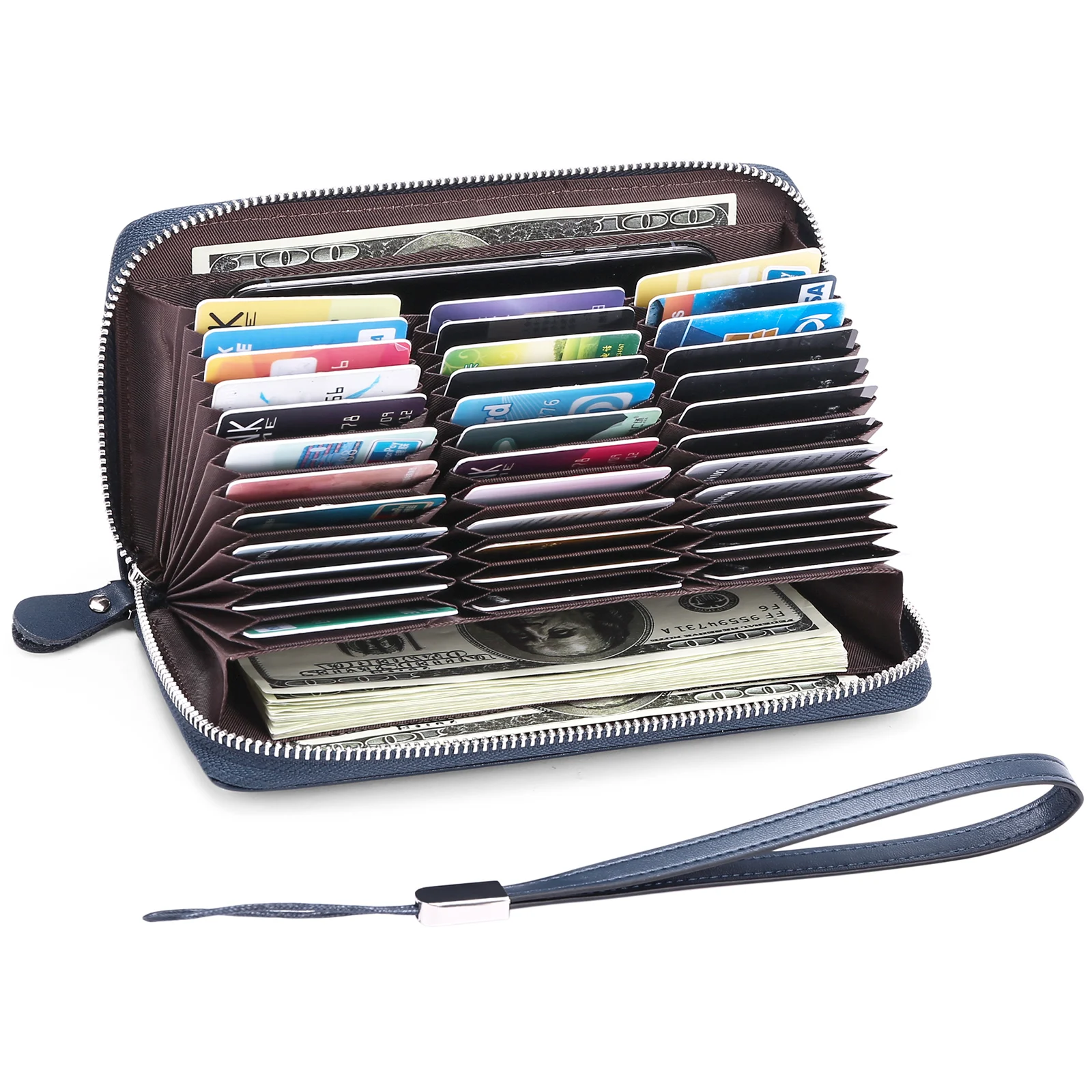 SENDEFN Women's Leather Wallets Female Wrist Purse Ladies Zipper Long Clutch Fashion Large Capacity Card Holder Coin Pocket