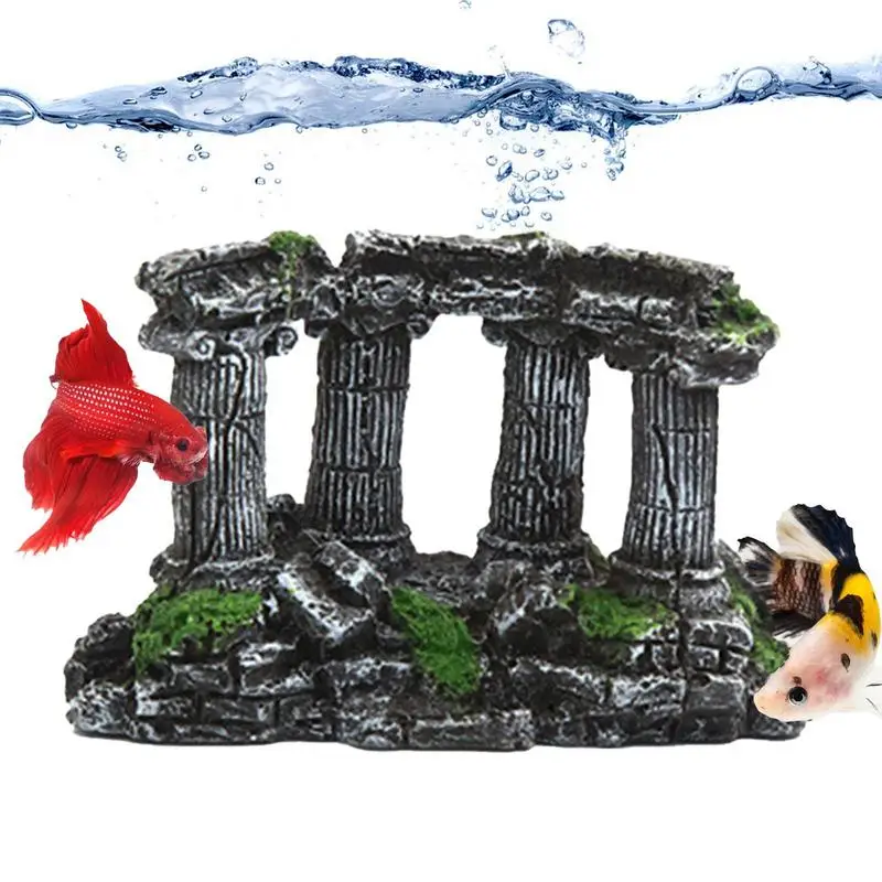 

Aquarium Decoration Rock Caves Vintage Roman Column Pillar Ruins Rocks Aquarium Landscape Fish Tank Rock Ruins Plants Decor