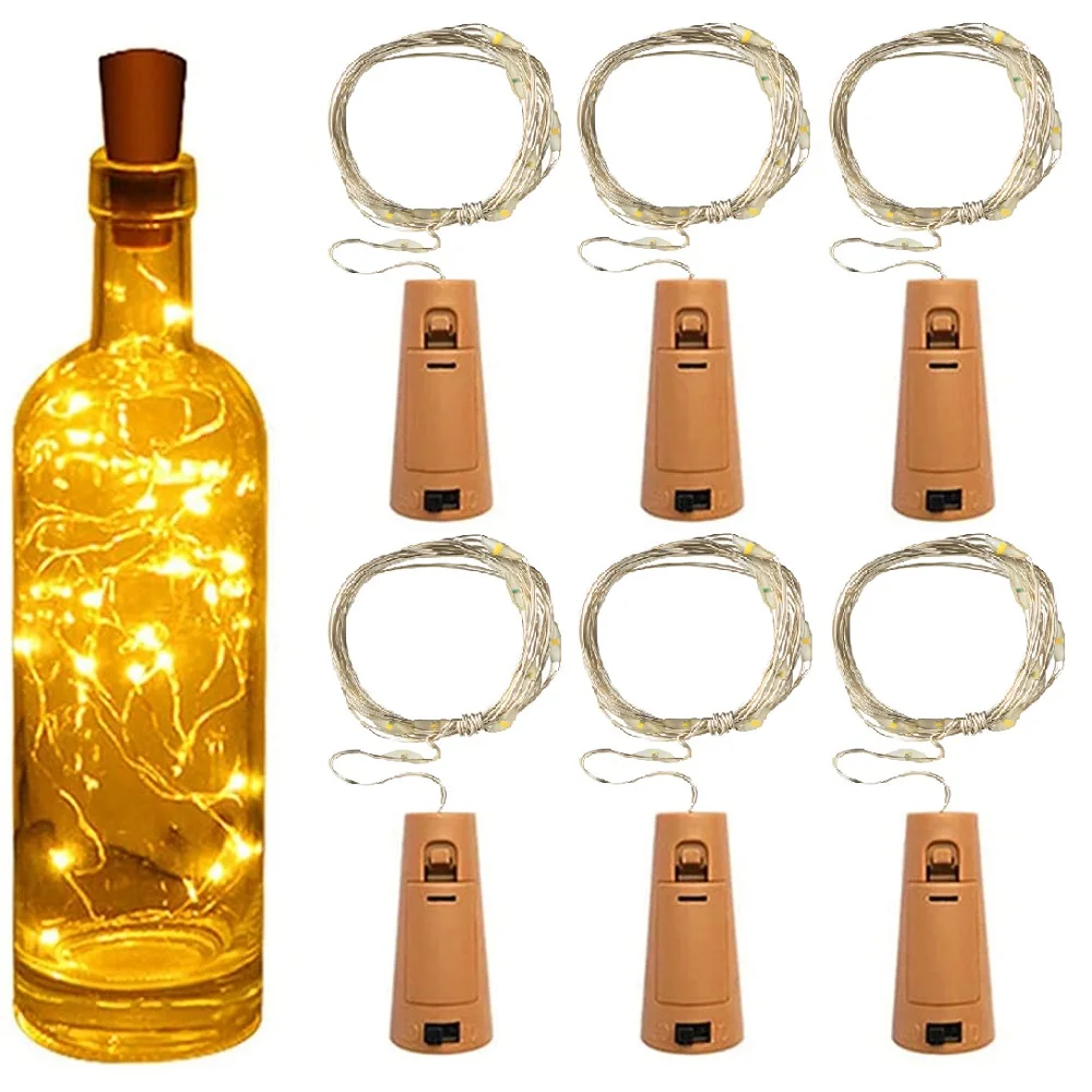 

Bottle Fairy String Lights 1M/2M Wine Bottle Lights 6 Packs LED Cork Decor Garden Party Wedding Copper Wire Colorful Lamp