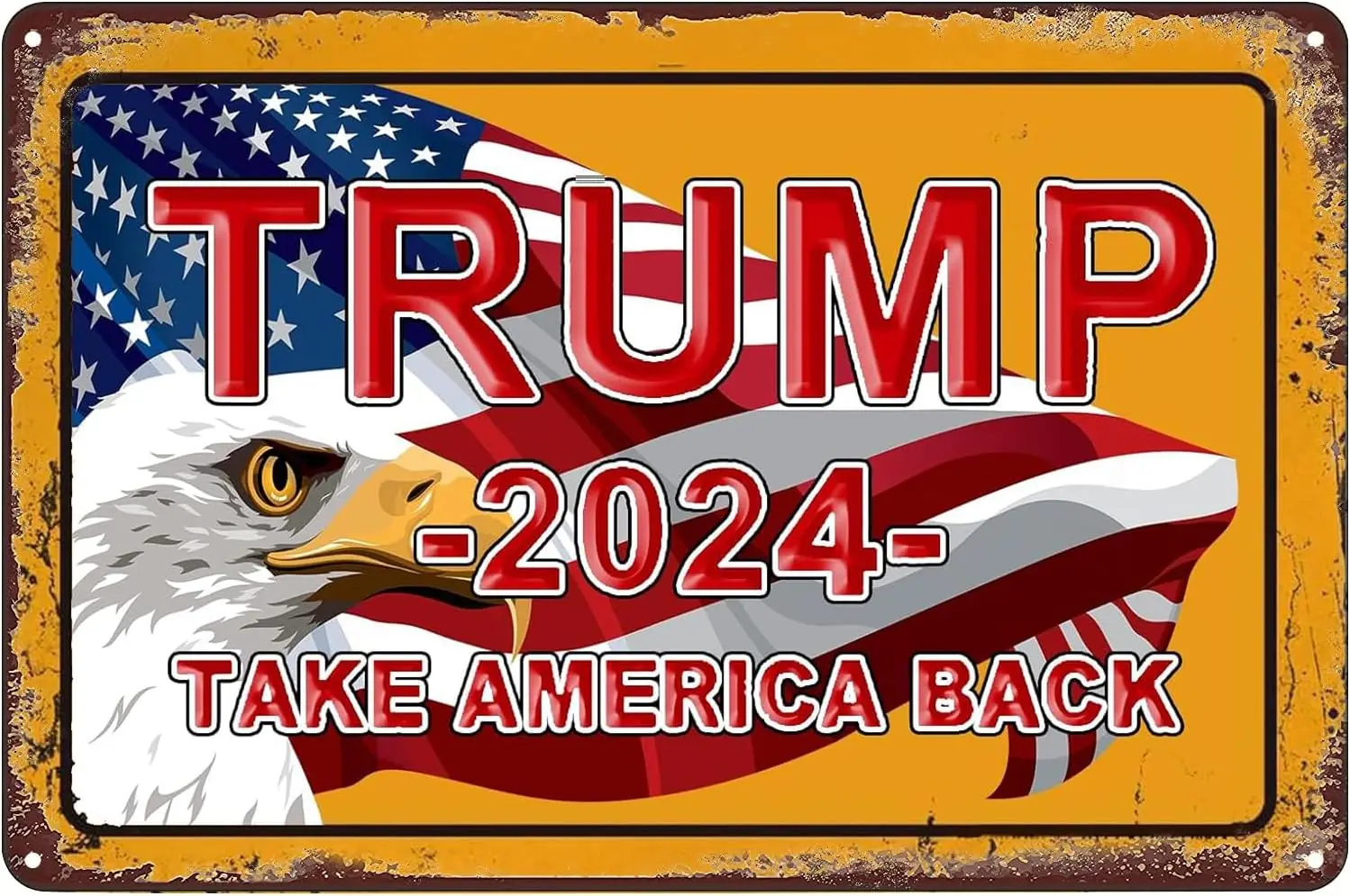 Винтажный металлический жестяной знак Трампа 2024 американская задняя ВИНТАЖНАЯ