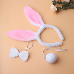 Imported 3Pcs/Set Cute Easter Adults Kids Rabbit Ear Headband Prop Plush Hairband Dress Costume Bunny Ear Hai