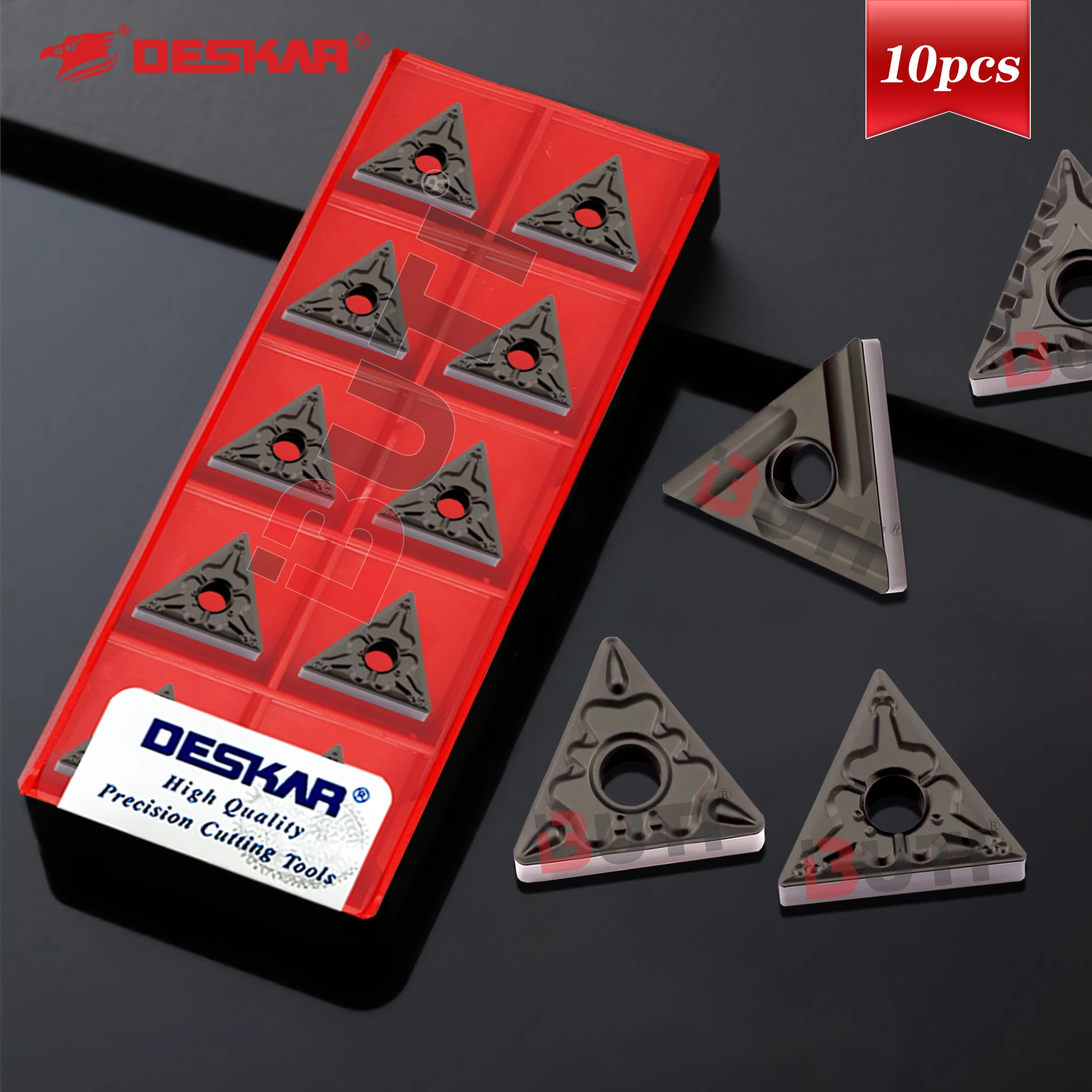 

DESKAR 100% оригинальное внешнее круговое лезвие токарного станка с ЧПУ TNMG160404/160408/160412-TM HQ CQ LF9118, черные высококачественные треугольные вставки