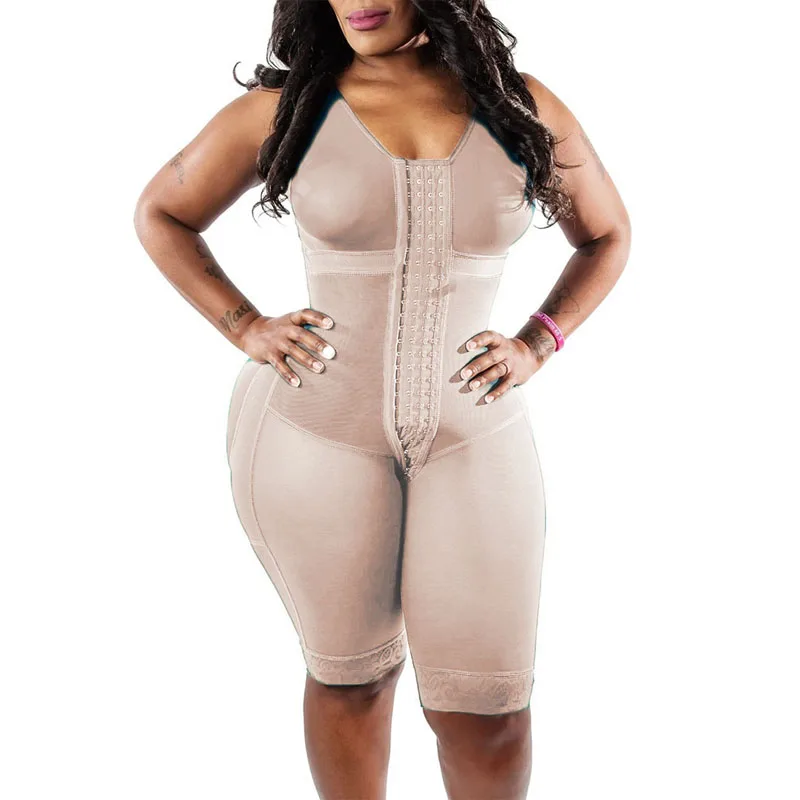 Thigh Trimmer Tummy Control Fajas Adjustable Hook And Eye Front Closure Shapewear Post Liposuction Women'S Corset
