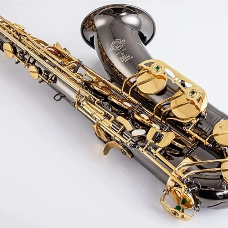 

High Tenor Saxophone Bb Tune Black Nickel lacquered Gold Woodwind Instrument With Case Accessories Free Shipping