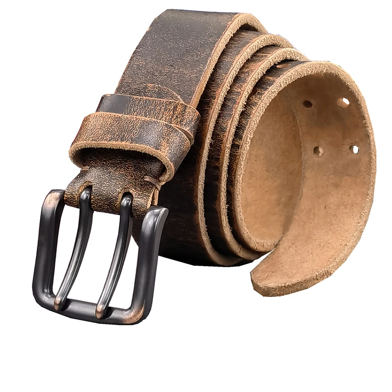 38MM Double Pin Metal Belt Buckle Genuine Leather Belt Men Jeans Leather Belt For Men Ceinture Western Cowboy Men Belt  MBT0038