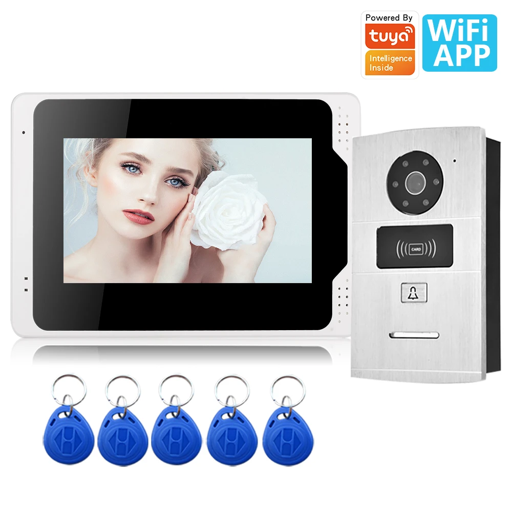 SYSD Tuya Smart Home Doorbell with Indoor Display Monitor Video Intercom Villa Doorphone Outdoor Station RFID Unlock