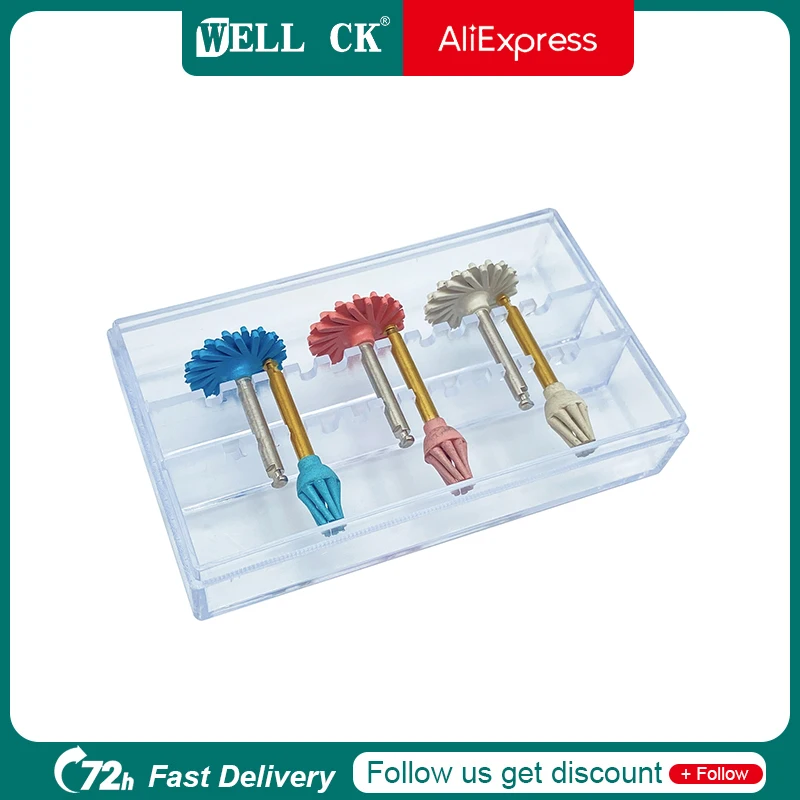 WellCK 6 Pcs Set Dental Composite Polishing Disc Kit RA Diamond 3-stage Polish System 14mm Wheel Rubber Polisher Dentist Tools
