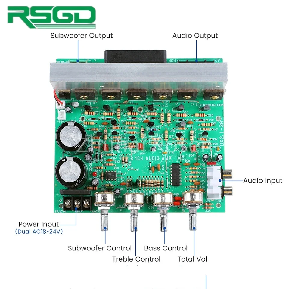 Аудиоусилитель платы для сабвуфера DX 2.1 канала 240 Вт