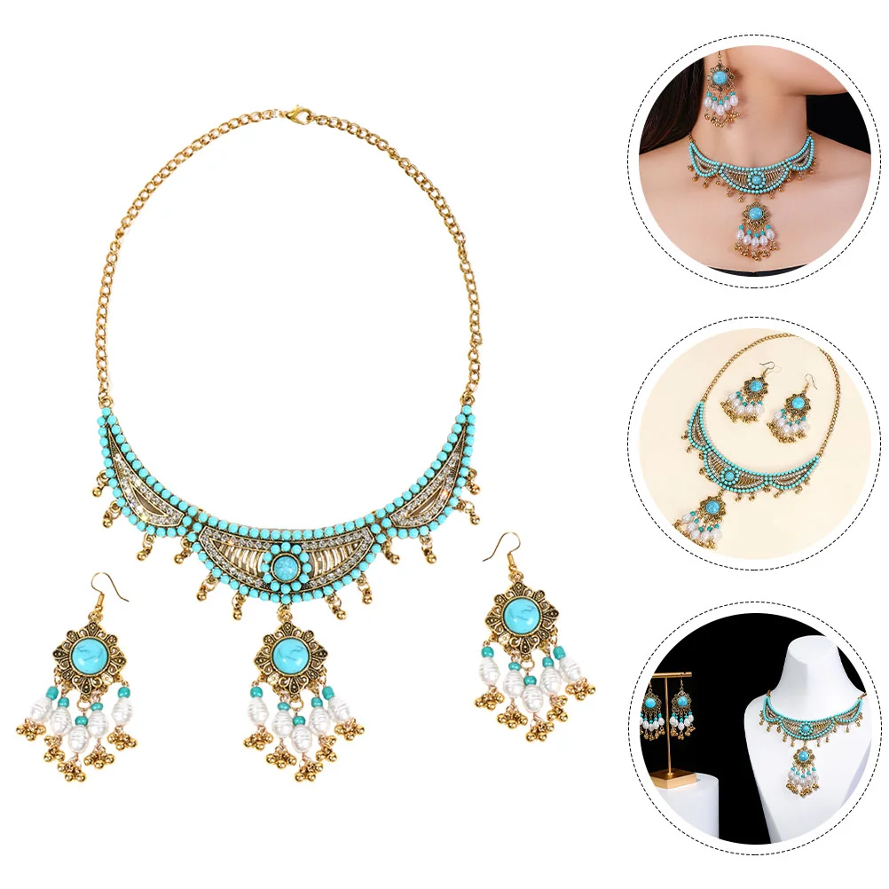 

Женское Ожерелье и серьги с бусинами в этническом стиле