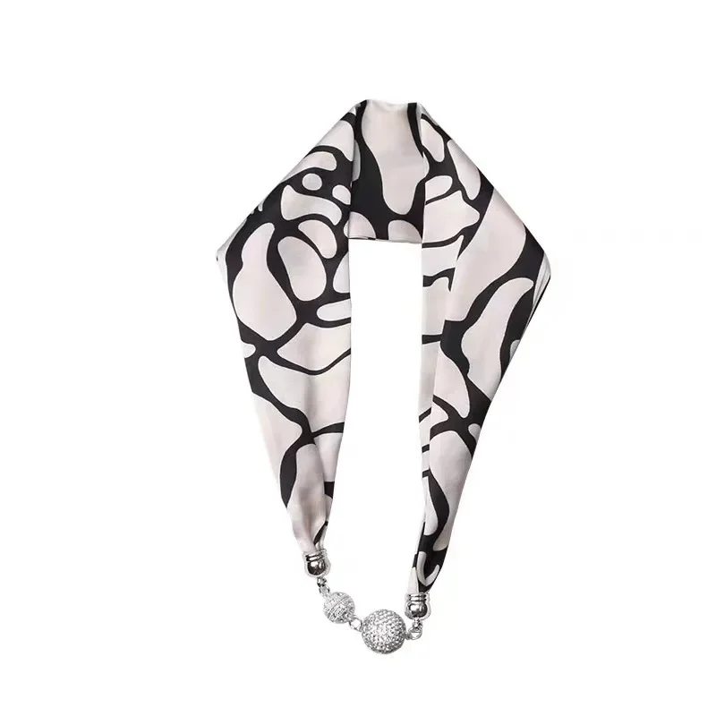 Новинка 2024 весенний женский шелковый шарф с магнитной застежкой