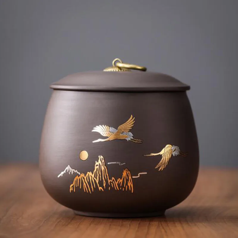 

Фиолетовая керамическая чайная канистра 980 мл