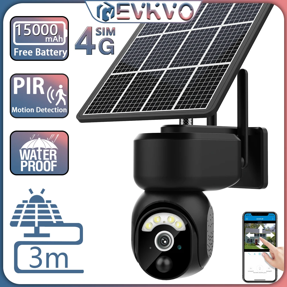 4MP 3G/4G SIM Card Solar IP Camera WiFi CCTV Security Camera PIR Motion Detection Battery Power Video Surveillance Camera