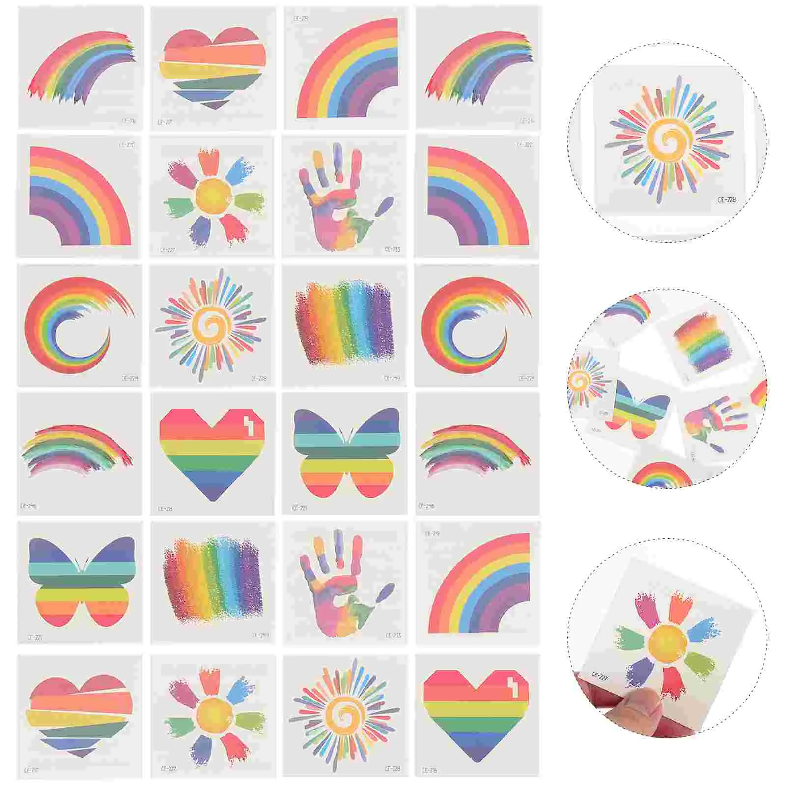 

24 Pcs Face Stickers Body Stickers Pa Ostume Taoo Gradient Pa Taoos Water Transfer Stickers Ainbow E