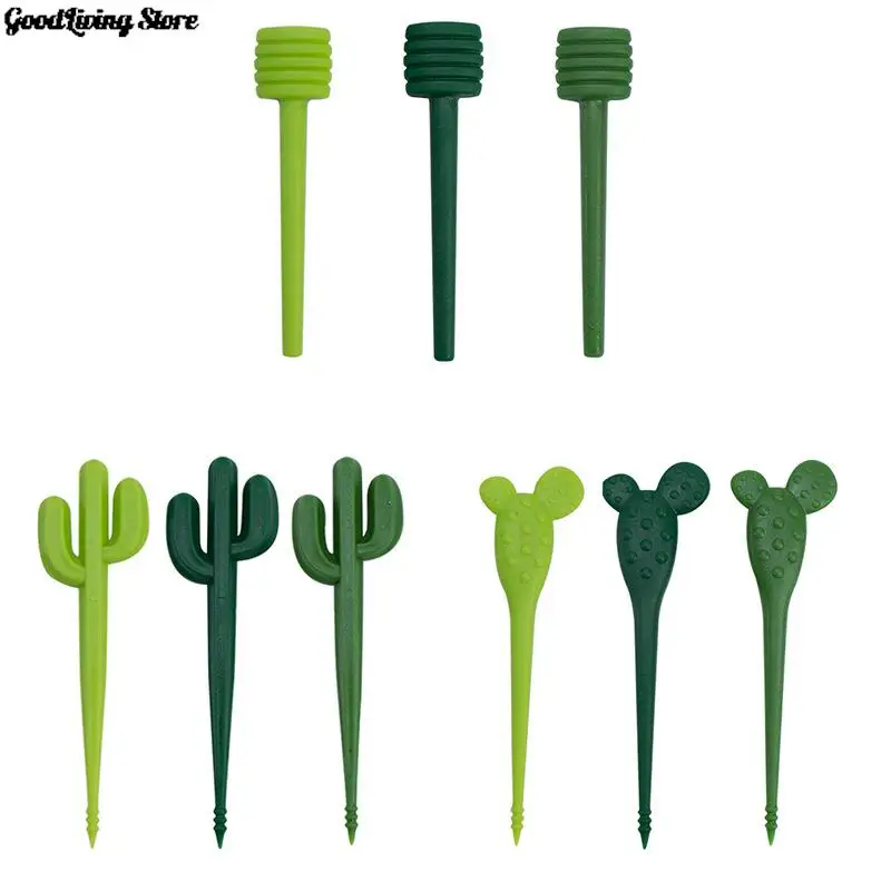

3/6pcs Cactus Fruit Forks Party Salad Cake Picks Snack Sticks Kids Tableware Food Picks Reusable Washable Children Toothpicks