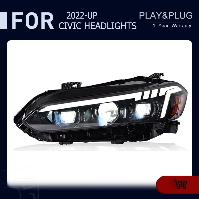 

Новое поступление автомобильных фар Plug And Play для Honda Civic 11th 2022 2023 с последовательным поворотным сигналом