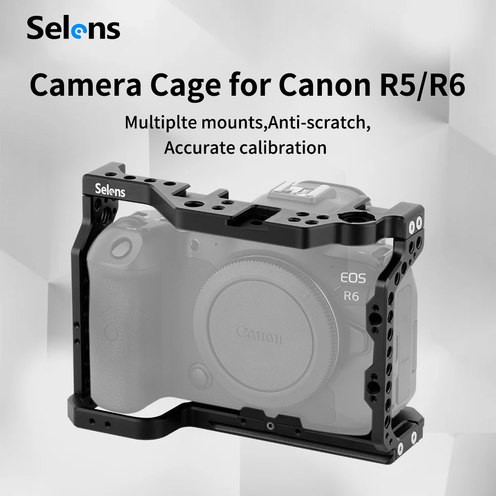 

Selens Camera Cage with Cold Shoe and 5-inch Top Handle Kit for Canon R5/R6 Vlogging Filmmaking, Video Shooting