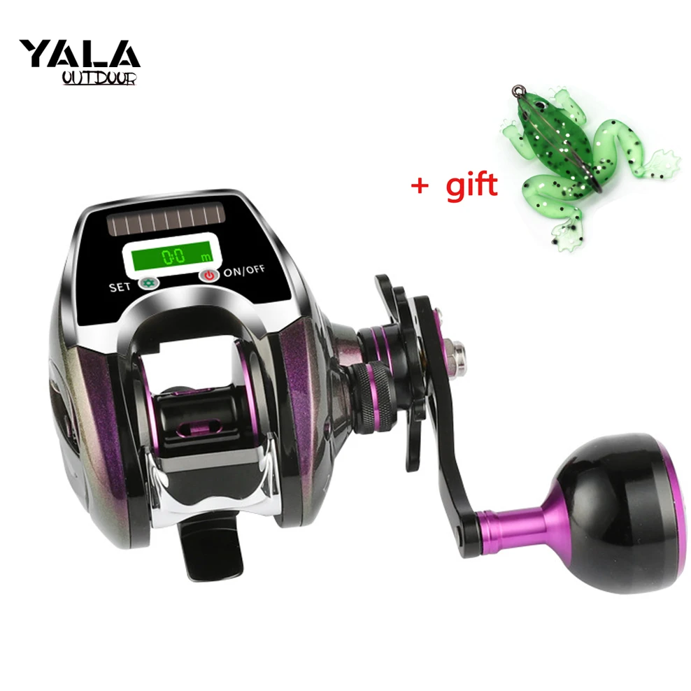 Eelctric Solar Digital Fishing Baitcasting Reel 8.0:1 6+1BB 10KG Power Low Profile Line Counter Fishing Tackle Gear Water Proof