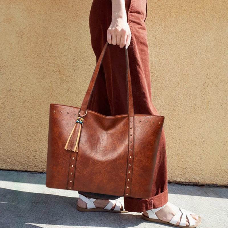 

Women's Bag Large Capacity Shoulder Bags High Quality PU Leather Handbags And Purse Female Vintage Tote Bags