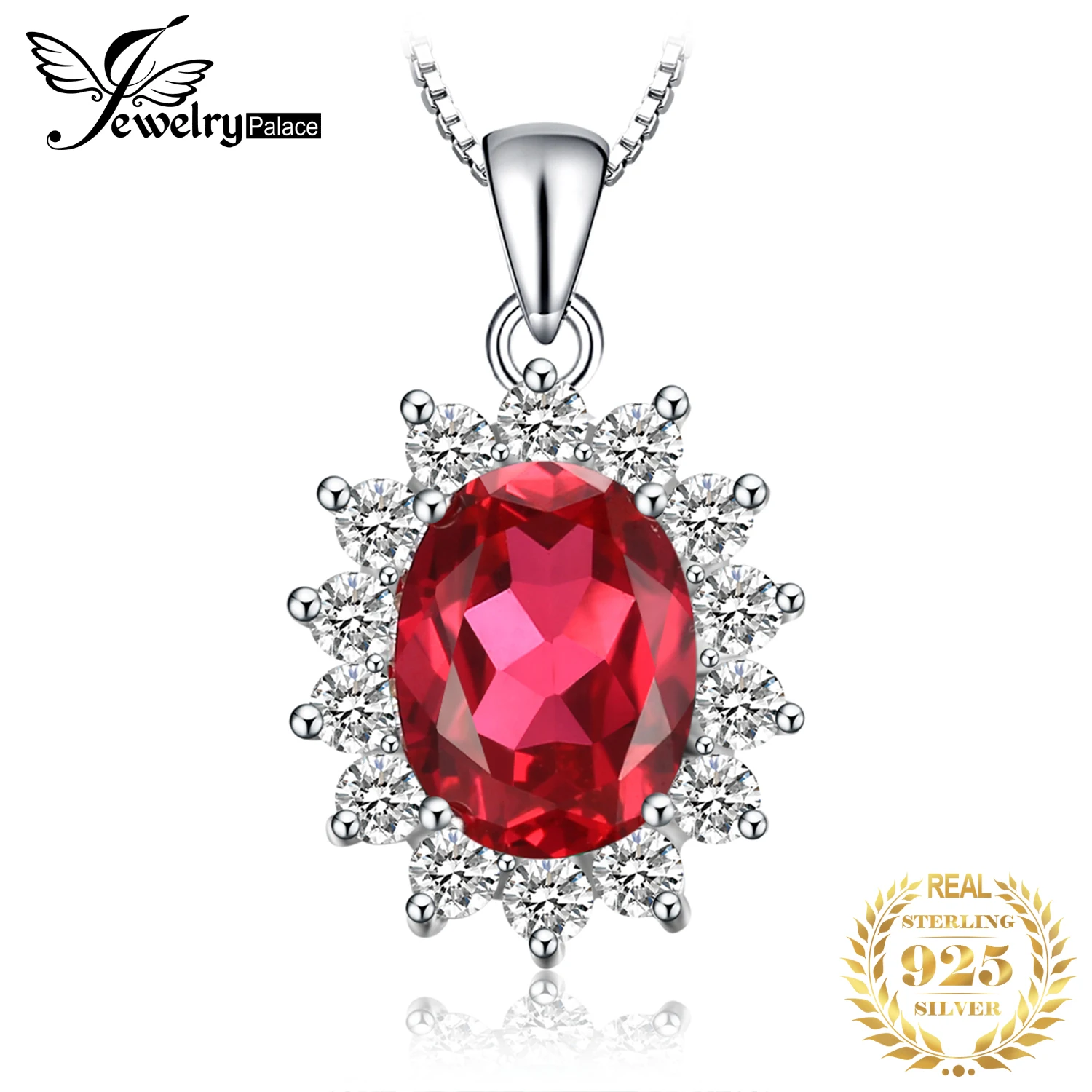 JewelryPalace 2 6 карата красный рубин ожерелье из стерлингового серебра 925 пробы для