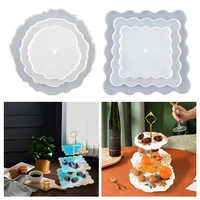 dm215 3 layers cake stand silicone mold for resin dessert platter diy art fruit plate molde silicone resina epoxi craft supplies
