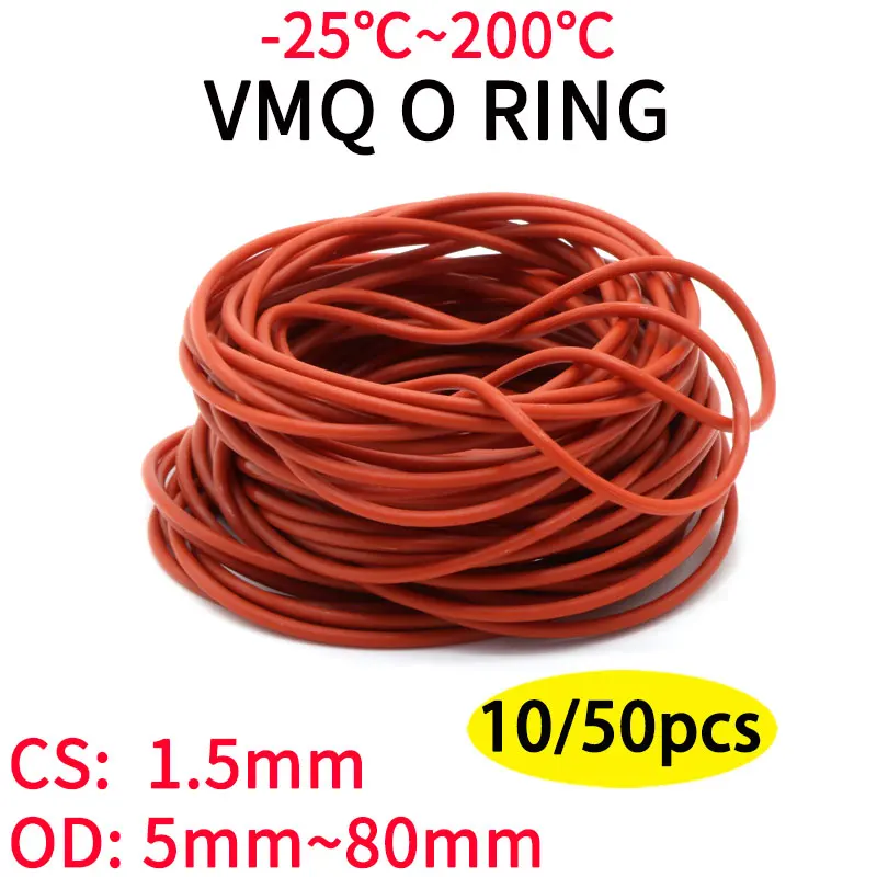 10/50 шт. красное Силиконовое уплотнительное кольцо VMQ CS 1 5 мм OD ~ 40 пищевой класс
