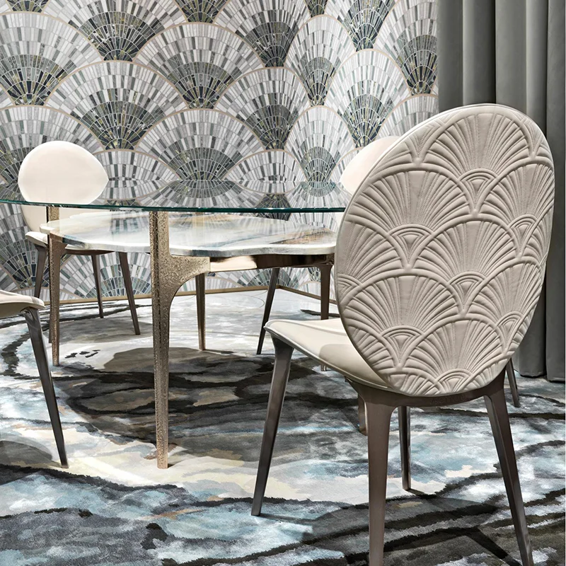 Роскошный обеденный стол в итальянском стиле изысканный мраморный высокой