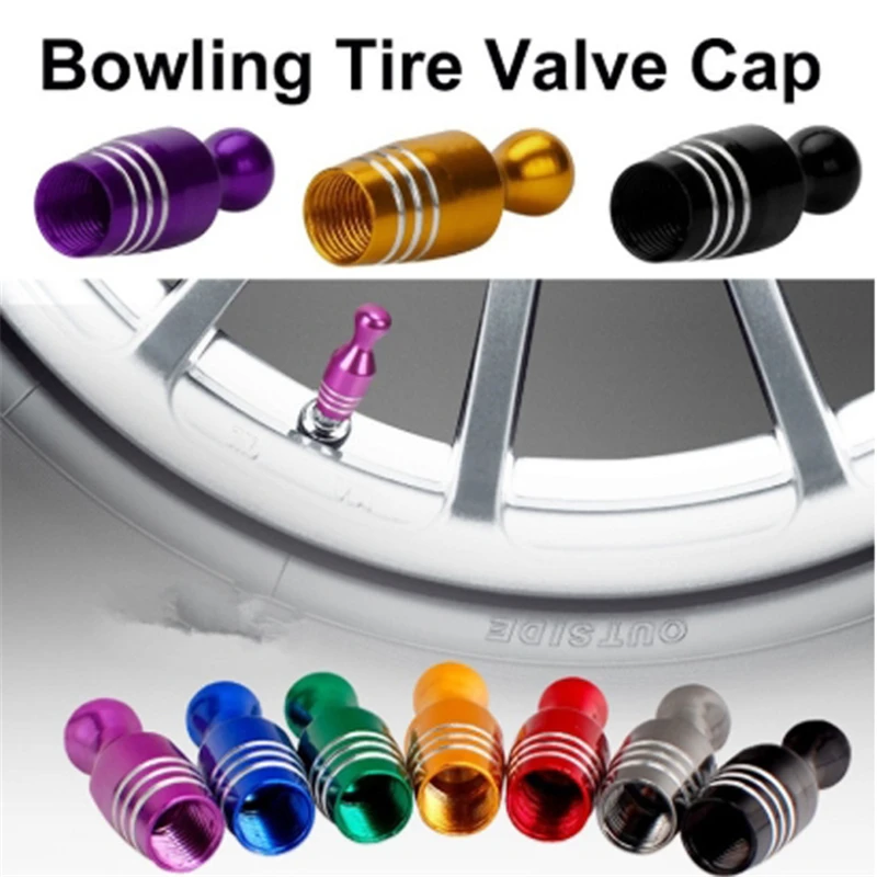 

New 4Pcs Aluminum Bullet Car Truck Cover Bowling Tire Rim Valve Wheel Stem Caps car-styling Fashion New Arrival Tyre Cap