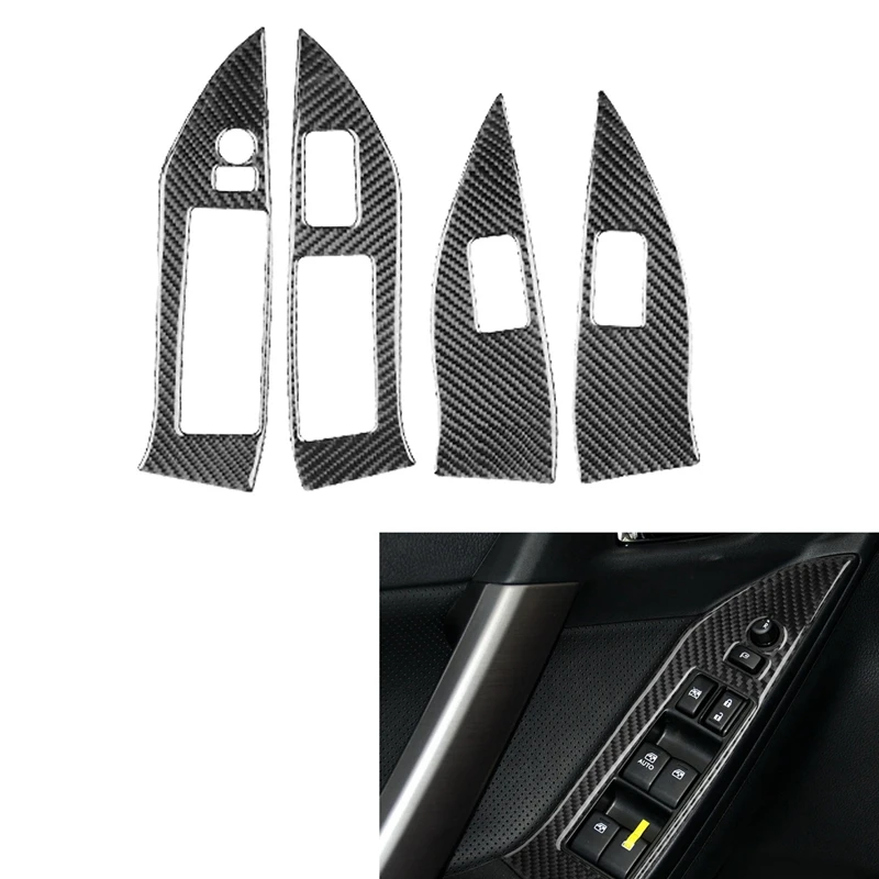 

Car Carbon Fiber Window Glass Lift Button Trim Switch Cover Door Armrest Panel Sticker for Subaru Forester 2013-2018 LHD