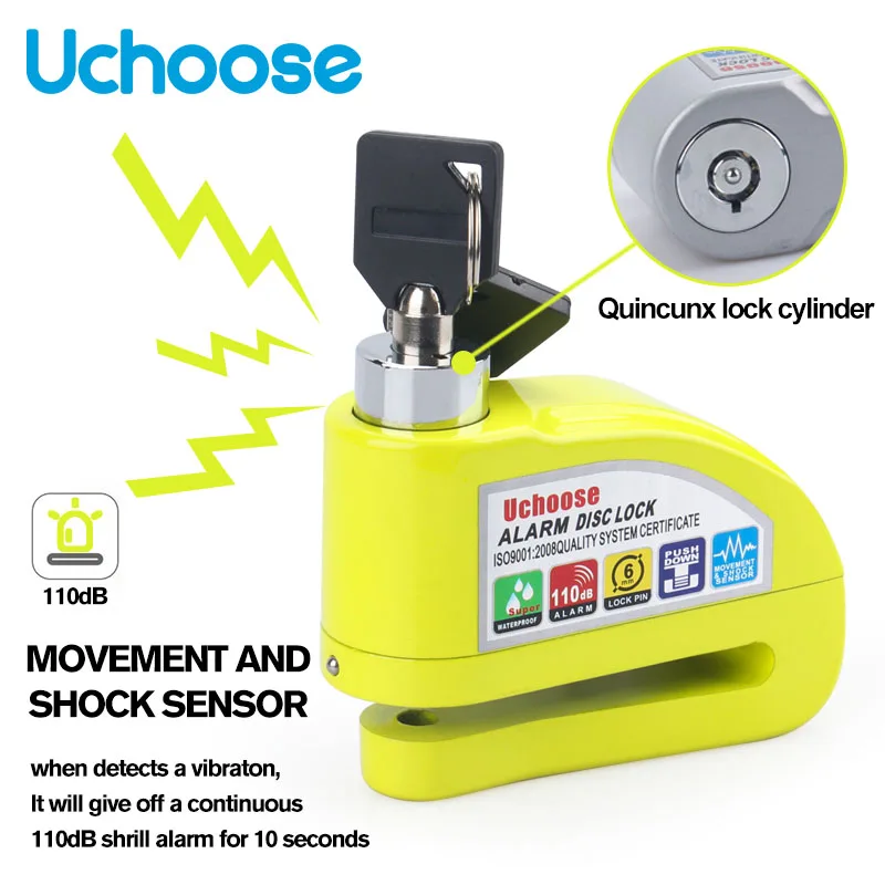 UCHOOSE замок для дискового тормоза мотоцикла велосипеда сигнализация алюминиевый