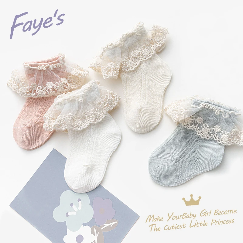 

3 пар/упак., детские кружевные носки с оборками, женские и изящные кружевные кромки