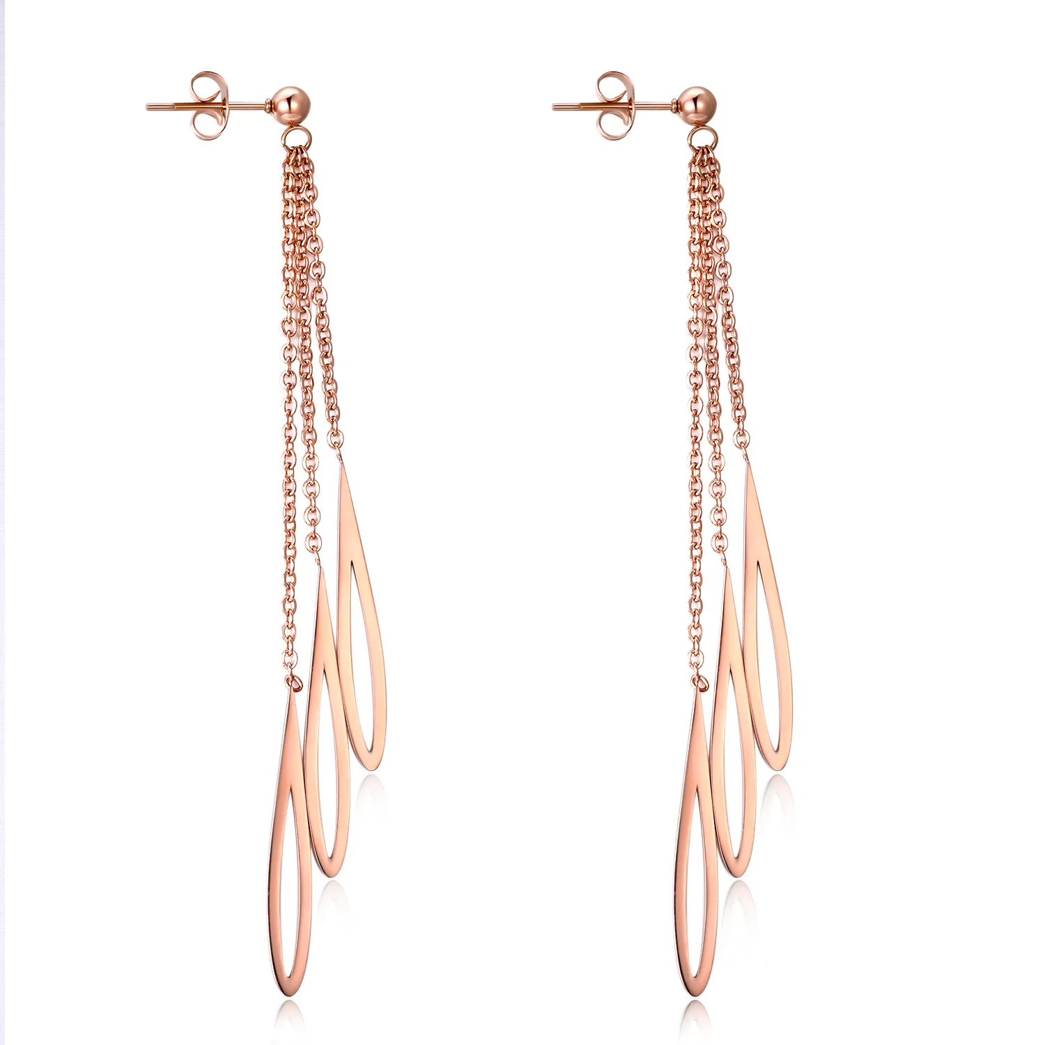 

Stud Earrings Female Rose Gold Earrings Long TasselEd Earrings