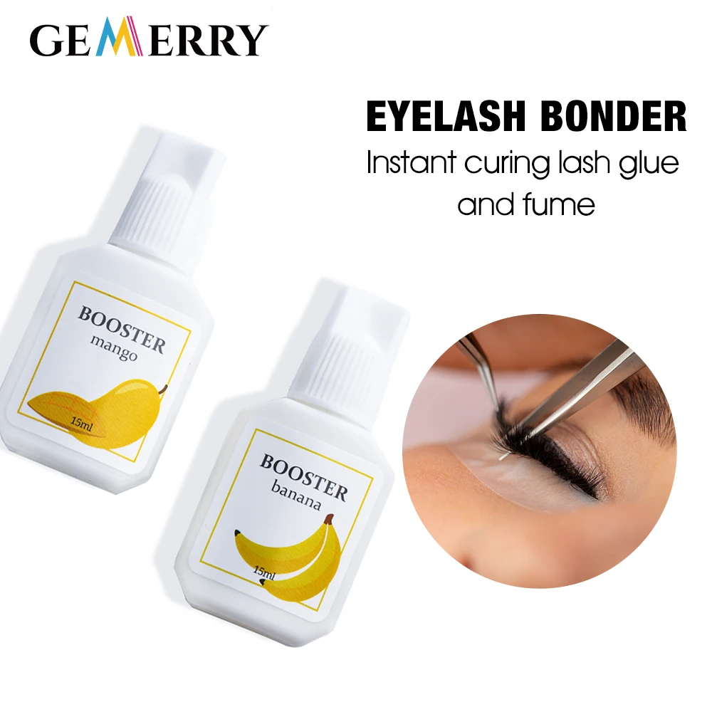 Original Sky Booster Mango/Banana Eyelashes Glue Super Bonder Lash Glue Primer Clear Scented Accelerated Dry 15ml Made in Korea