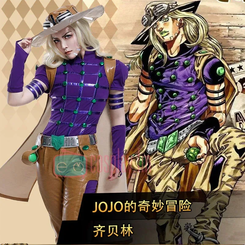Фото JoJo'S Bizarre Adventure Steel Ball Run Gyro Zeppeli Spin Master Косплей Костюм Полный комплект со шляпой Hallowe NM261 №1